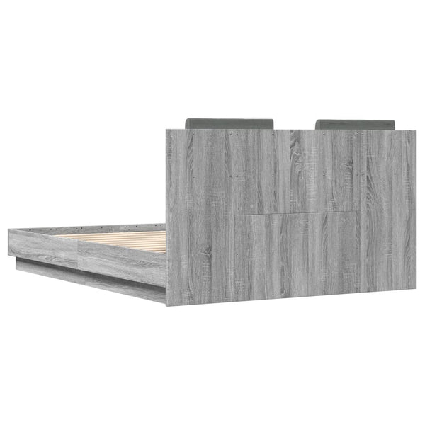 Graues Bettgestell mit Kopfteil Belghe 120x190cm (Holz)