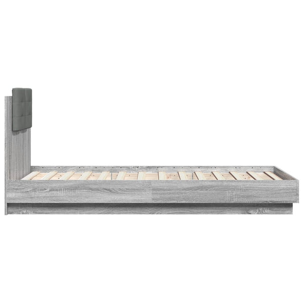 Graues Bettgestell mit Kopfteil Belghe 90x190cm (Holz)