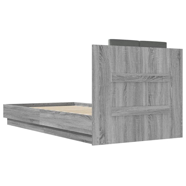 Graues Bettgestell mit Kopfteil Belghe 90x190cm (Holz)