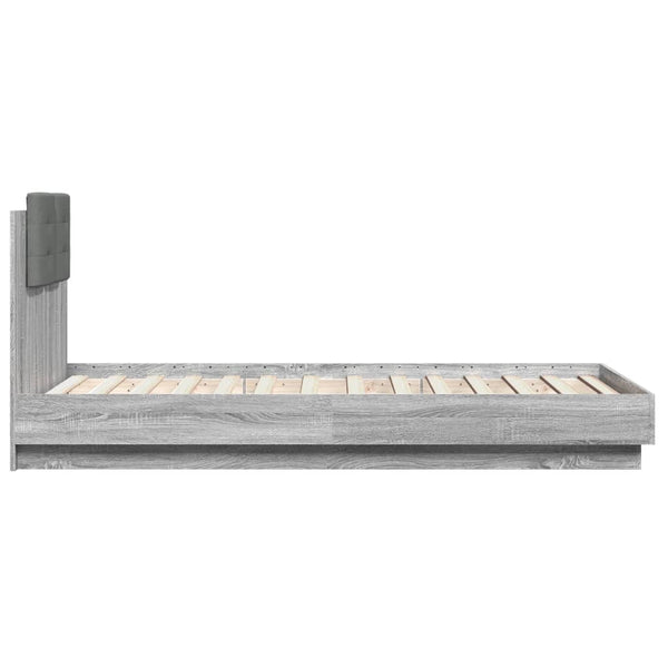 Graues Sonoma-Bettgestell mit Kopfteil Belghe 75x190cm (Holz)
