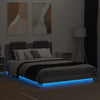 Graues Bettgestell mit Kopfteil und LED-Beleuchtung Alf 120x200cm