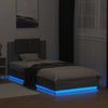 Graues Bettgestell mit Kopfteil und LED-Beleuchtung Alf 90x200cm (Sonoma)