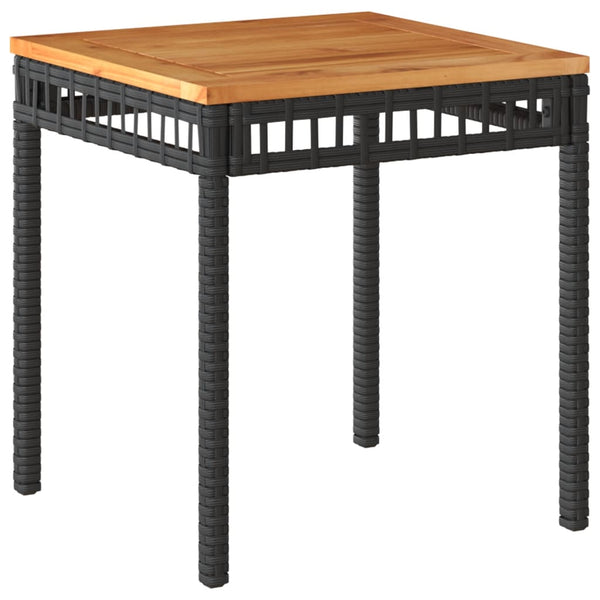 Schwarzer Gartentisch Gugiu 38x38x42cm (Polyrattan und Akazienholz)