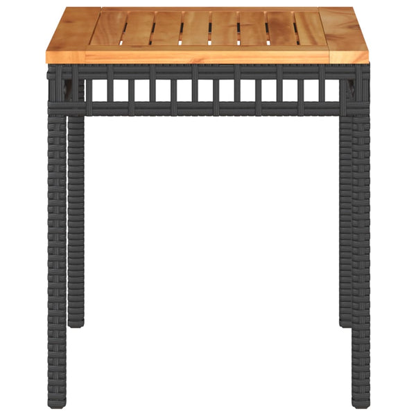 Schwarzer Gartentisch Gugiu 38x38x42cm (Polyrattan und Akazienholz)