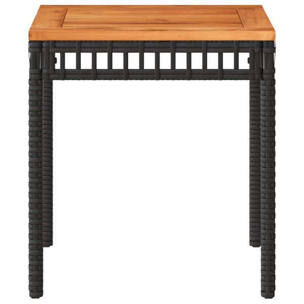 Schwarzer Gartentisch Gugiu 38x38x42cm (Polyrattan und Akazienholz)