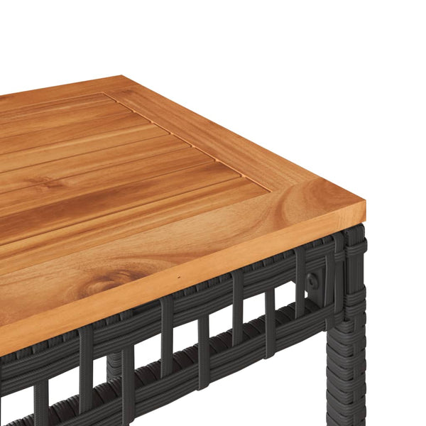 Schwarzer Gartentisch Gugiu 38x38x42cm (Polyrattan und Akazienholz)