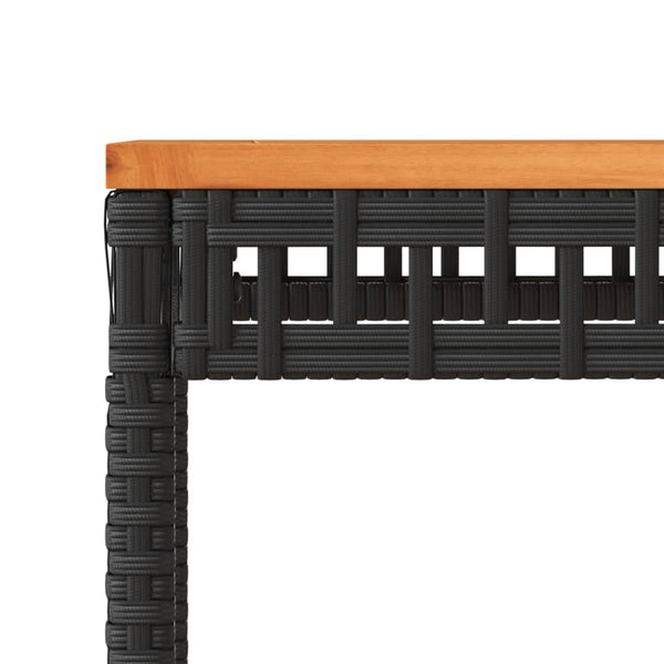 Schwarzer Gartentisch Gugiu 38x38x42cm (Polyrattan und Akazienholz)
