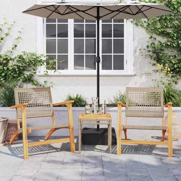 Gugiu Gartenbeistelltisch Beige-Mix 38x38x42cm (Polyrattan und Akazienholz)
