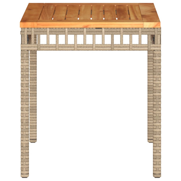 Gugiu Gartenbeistelltisch Beige-Mix 38x38x42cm (Polyrattan und Akazienholz)