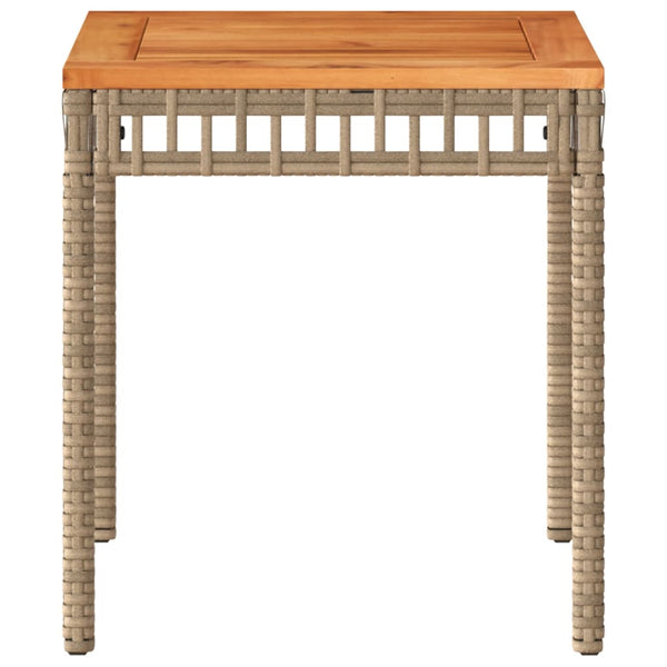 Gugiu Gartenbeistelltisch Beige-Mix 38x38x42cm (Polyrattan und Akazienholz)