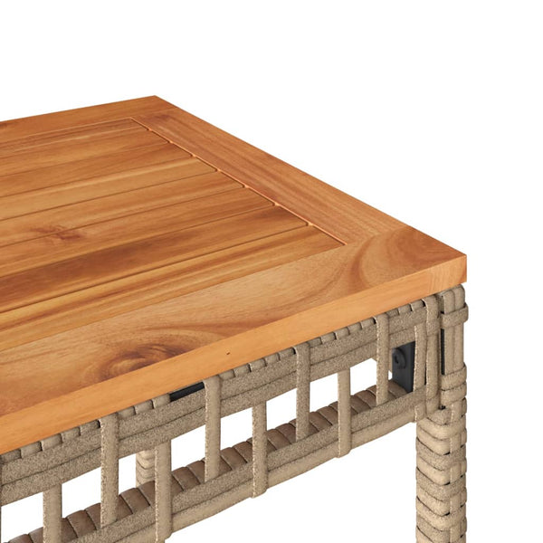 Gugiu Gartenbeistelltisch Beige-Mix 38x38x42cm (Polyrattan und Akazienholz)