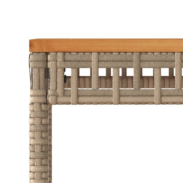 Gugiu Gartenbeistelltisch Beige-Mix 38x38x42cm (Polyrattan und Akazienholz)