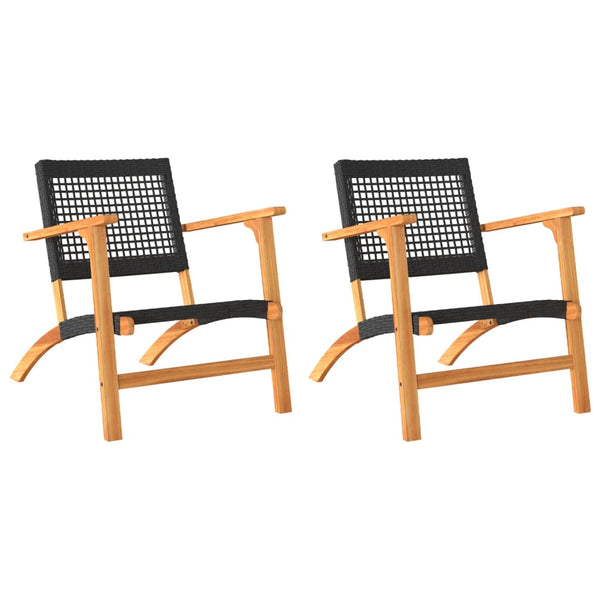 Schwarze Gartenstühle Sentie (2 Stk. Polyrattan und Akazienholz)