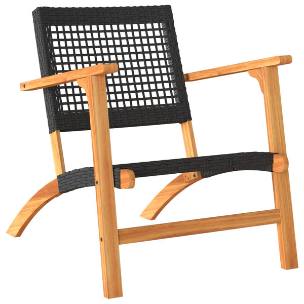 Schwarze Gartenstühle Sentie (2 Stk. Polyrattan und Akazienholz)