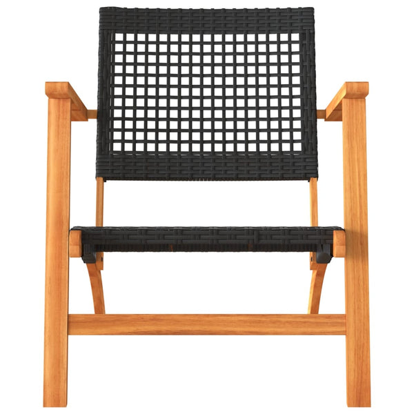 Schwarze Gartenstühle Sentie (2 Stk. Polyrattan und Akazienholz)