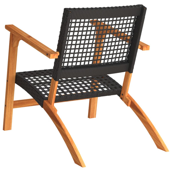 Schwarze Gartenstühle Sentie (2 Stk. Polyrattan und Akazienholz)