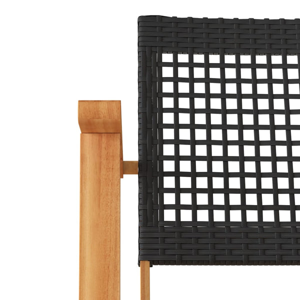 Schwarze Gartenstühle Sentie (2 Stk. Polyrattan und Akazienholz)