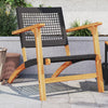 Schwarze Gartenstühle Sentie (2 Stk. Polyrattan und Akazienholz)