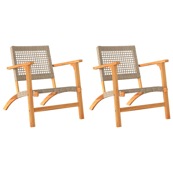 Beige Gartenstühle Sentie (2er-Set Polyrattan und Akazienholz)