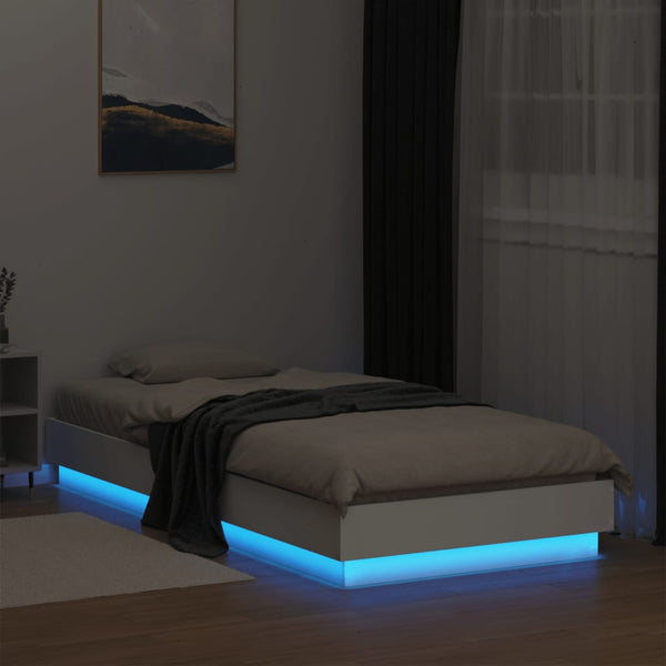 Weißes Bettgestell mit LED-Beleuchtung Virginie 100x200cm