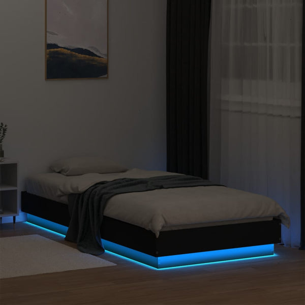 Schwarzes Bettgestell mit LED-Beleuchtung Virginie 100x200cm