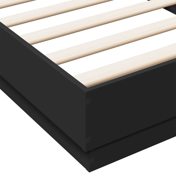 Schwarzes Bettgestell mit LED-Beleuchtung Virginie 100x200cm