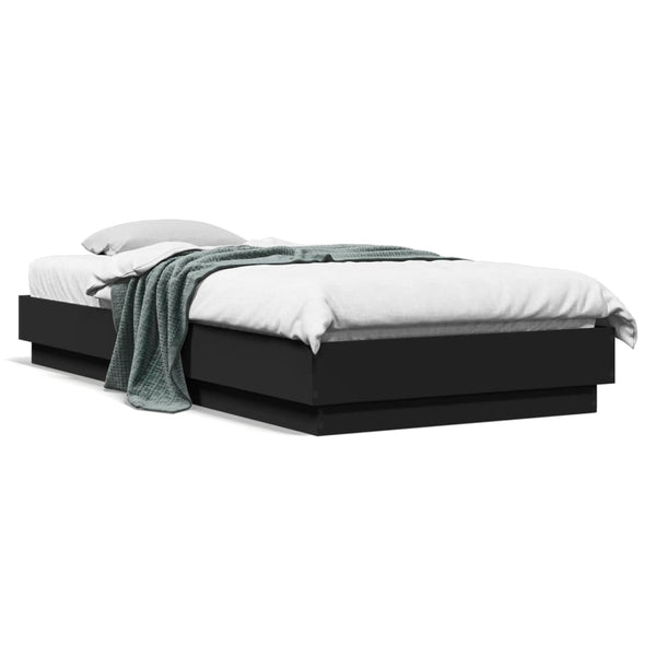 Schwarzes Bettgestell mit LED-Beleuchtung Virginie 100x200cm
