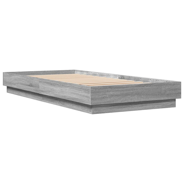 Graues Bettgestell mit LED-Beleuchtung Virginie 100x200cm