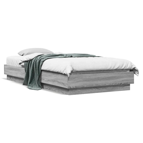 Graues Bettgestell mit LED-Beleuchtung Virginie 100x200cm