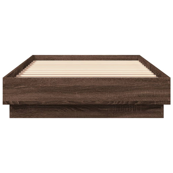 Braunes Eichenbettgestell mit LED-Beleuchtung Virginie 100x200cm