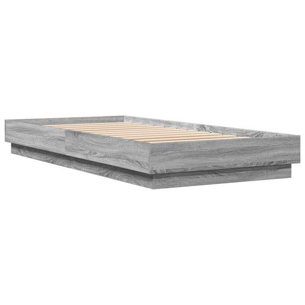 Graues Bettgestell mit LED-Beleuchtung Virginie 90x200cm