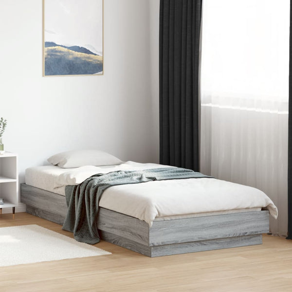 Graues Bettgestell mit LED-Beleuchtung Virginie 90x200cm