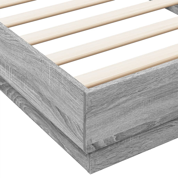 Graues Bettgestell mit LED-Beleuchtung Virginie 90x200cm