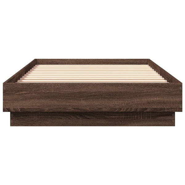 Bettgestell Virginia aus brauner Eiche mit LED-Beleuchtung 90x200cm