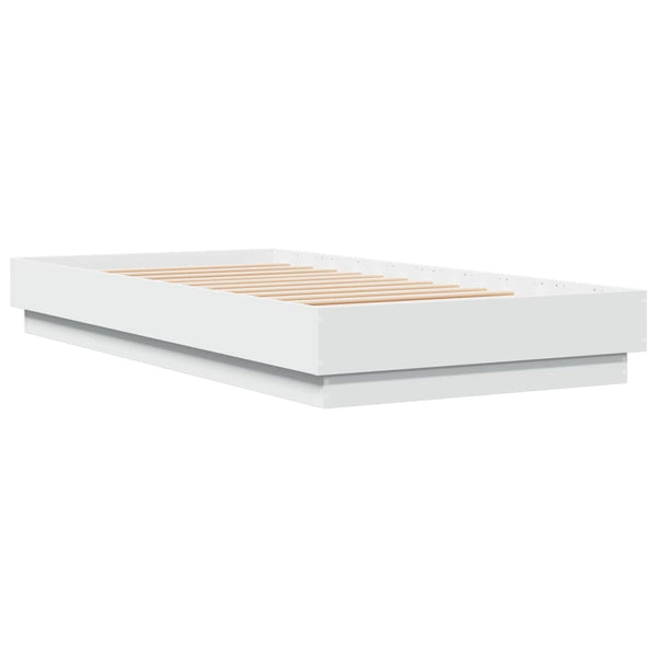 Weißes Bettgestell mit LED-Beleuchtung Virginie 90x190cm