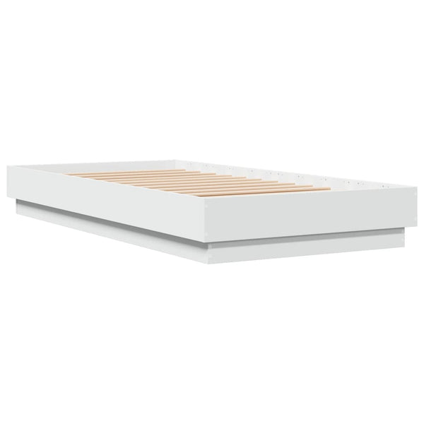 Weißes Bettgestell mit LED-Beleuchtung Virginie 90x190cm