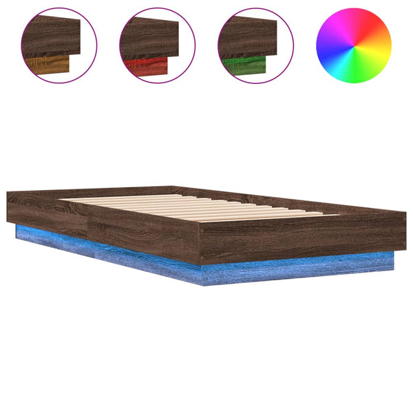 Bettgestell Russeiche LED-Beleuchtung Virginie 90x190cm