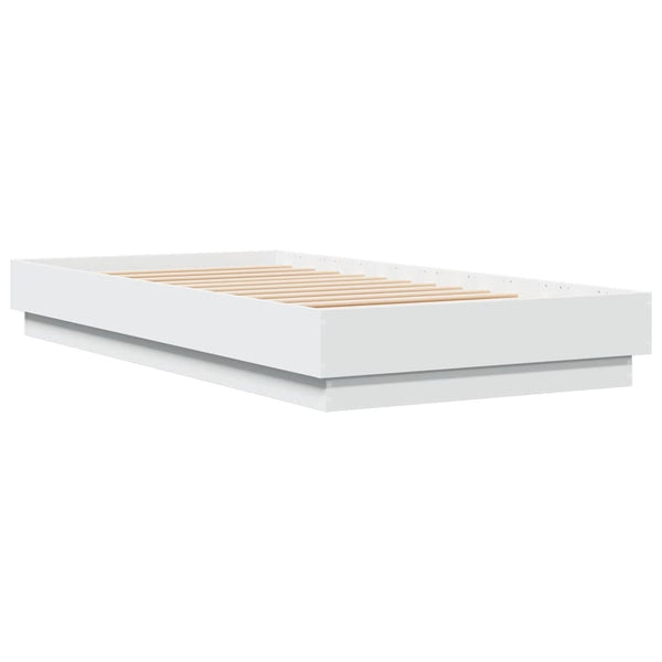 Weißes Bettgestell mit LED-Beleuchtung Virginie 75x190cm