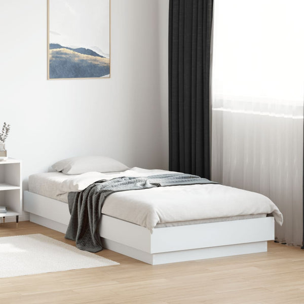 Weißes Bettgestell mit LED-Beleuchtung Virginie 75x190cm