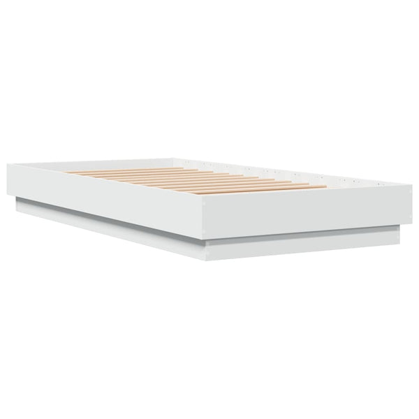 Weißes Bettgestell mit LED-Beleuchtung Virginie 75x190cm