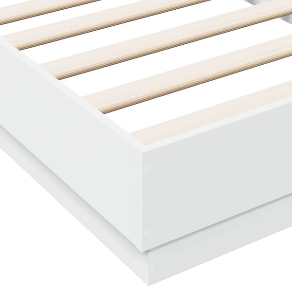 Weißes Bettgestell mit LED-Beleuchtung Virginie 75x190cm