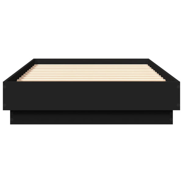 Schwarzes Bettgestell mit LED-Beleuchtung Virginie 75x190cm