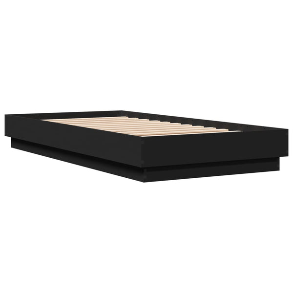 Schwarzes Bettgestell mit LED-Beleuchtung Virginie 75x190cm