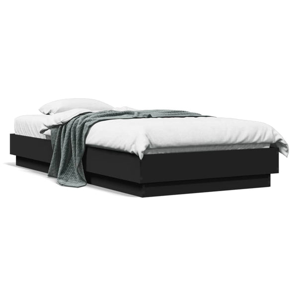 Schwarzes Bettgestell mit LED-Beleuchtung Virginie 75x190cm