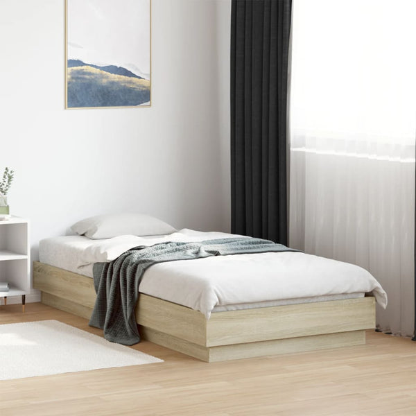 Sonoma-Eiche Bettrahmen mit LED-Beleuchtung Virginie 75x190cm