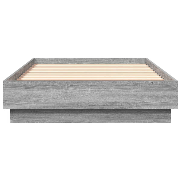 Graues Bettgestell mit LED-Beleuchtung Virginie 75x190cm