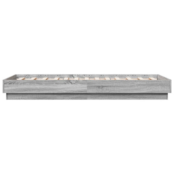 Graues Bettgestell mit LED-Beleuchtung Virginie 75x190cm