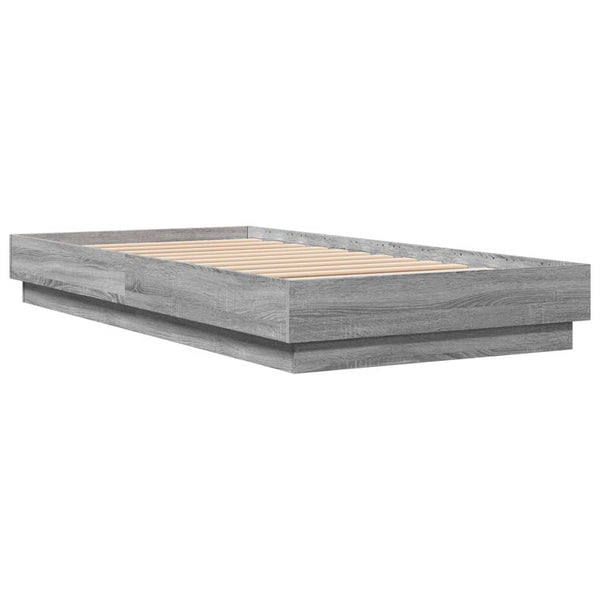 Graues Bettgestell mit LED-Beleuchtung Virginie 75x190cm
