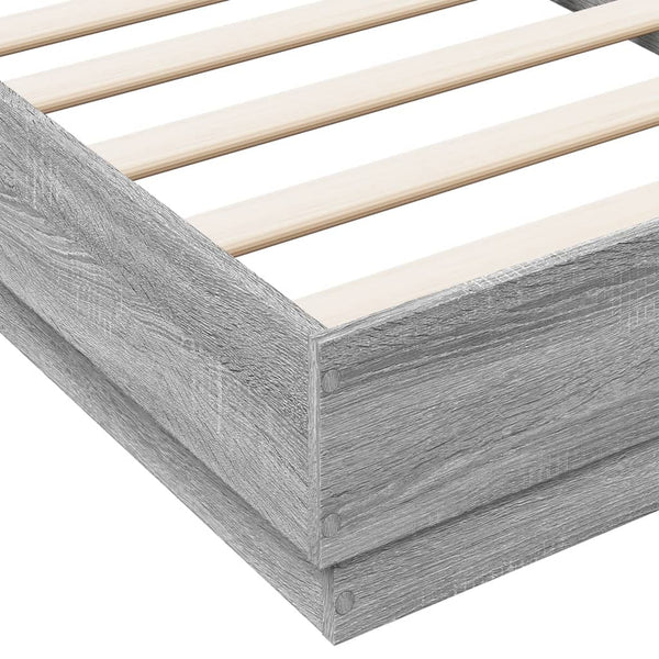 Graues Bettgestell mit LED-Beleuchtung Virginie 75x190cm