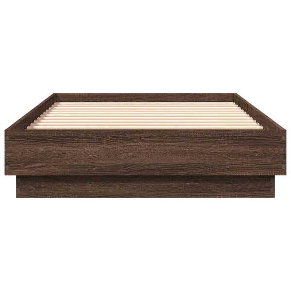 Bettrahmen aus brauner Eiche mit LED-Beleuchtung Virginie 75x190cm